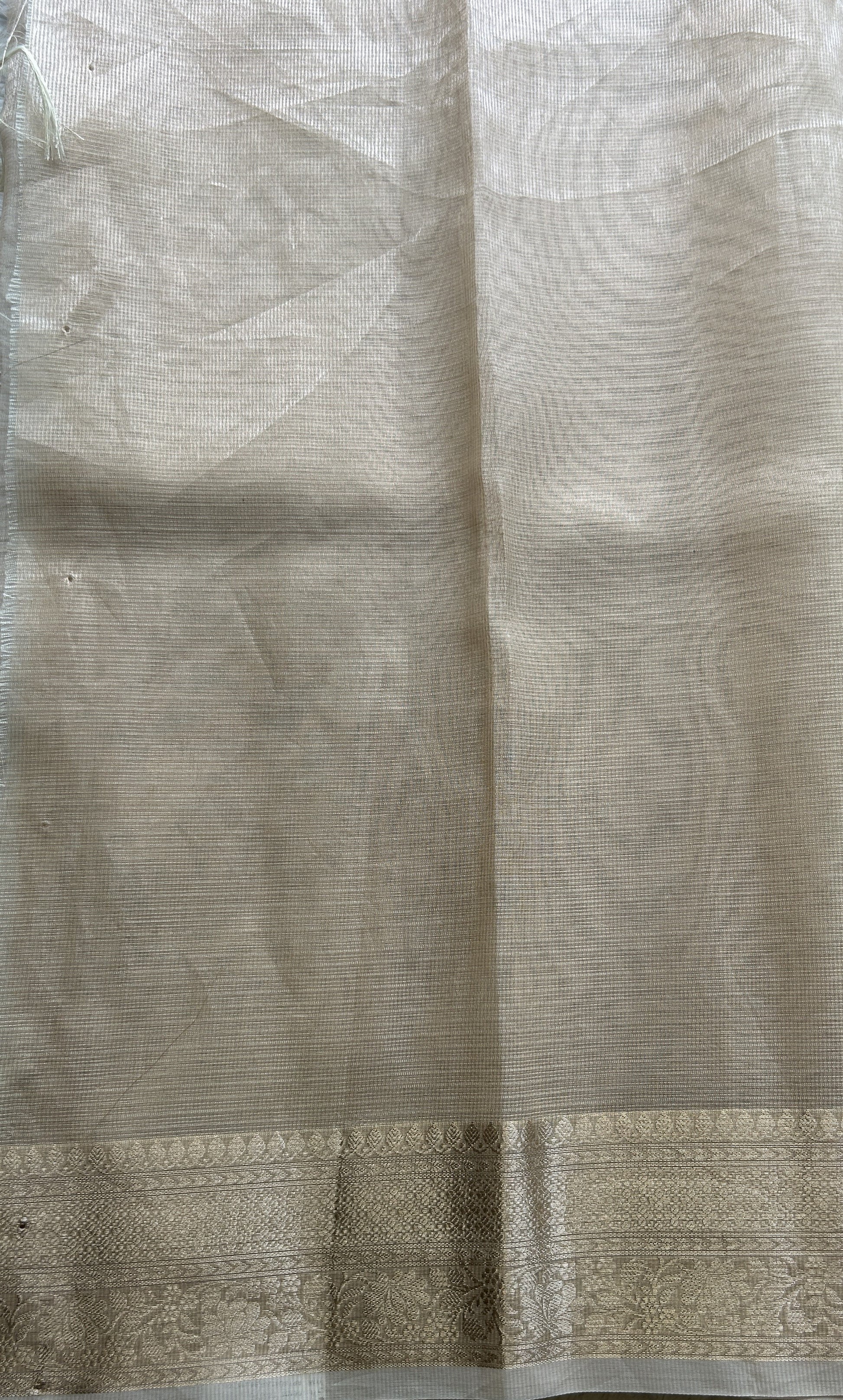 Silk kota Saree Beige colored Complemented with a Zari Border. - Sampradaya Designer Studio