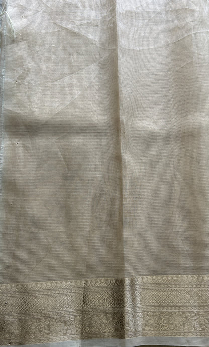 Silk kota Saree Beige colored Complemented with a Zari Border. - Sampradaya Designer Studio