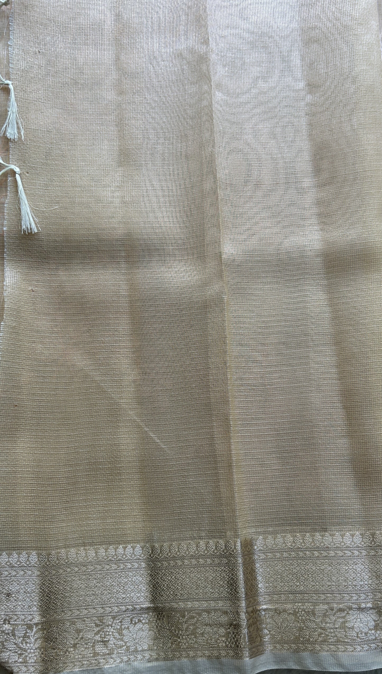 Silk kota Saree Sandalwood colored Complemented with a Zari Border. - Sampradaya Designer Studio