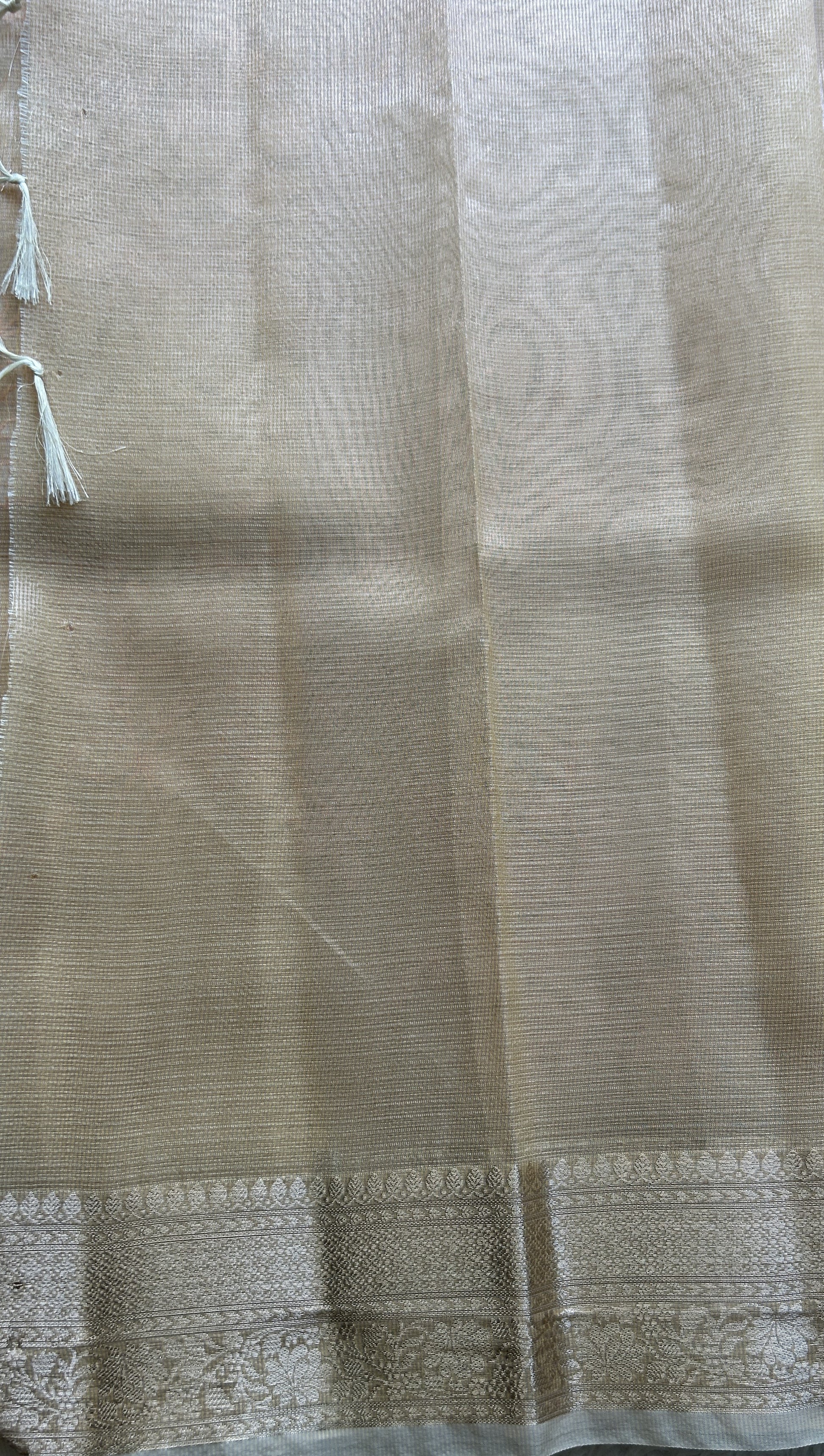 Silk kota Saree Sandalwood colored Complemented with a Zari Border. - Sampradaya Designer Studio