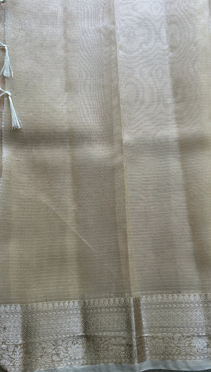 Silk kota Saree Sandalwood colored Complemented with a Zari Border. - Sampradaya Designer Studio