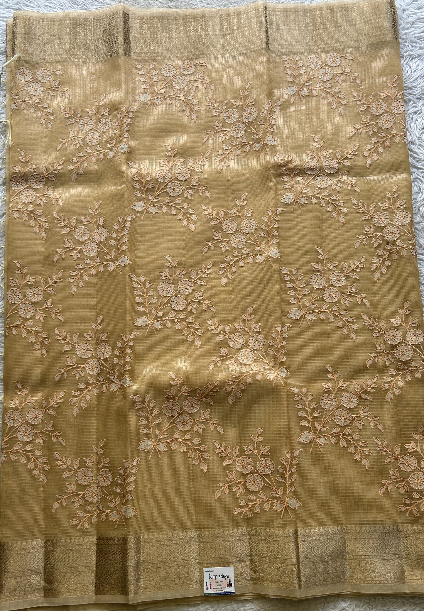 Silk kota Saree Sandalwood colored Complemented with a Zari Border. - Sampradaya Designer Studio