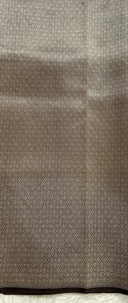 Banarasi Katan Silk Saree Brown colored Saree complemented with a Light Gold Zari border. - Sampradaya Designer Studio