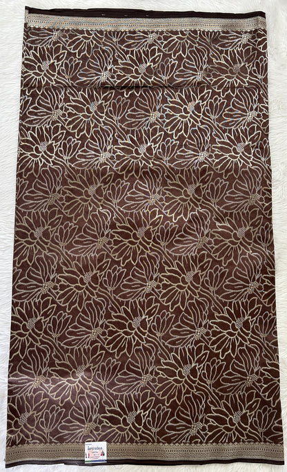 Banarasi Katan Silk Saree Brown colored Saree complemented with a Light Gold Zari border. - Sampradaya Designer Studio