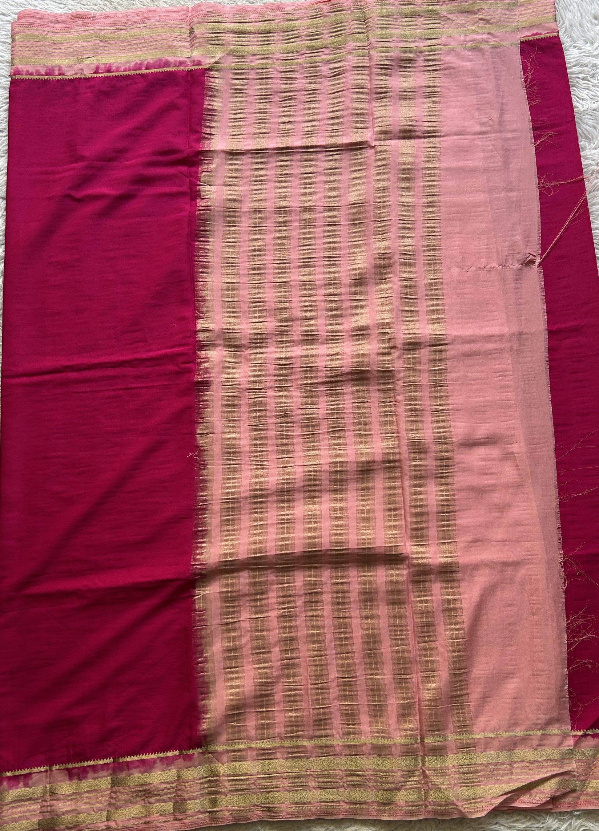 Semi Georgette Saree Pink Colored elegantly adorned with a Zari Border. - Sampradaya Designer Studio