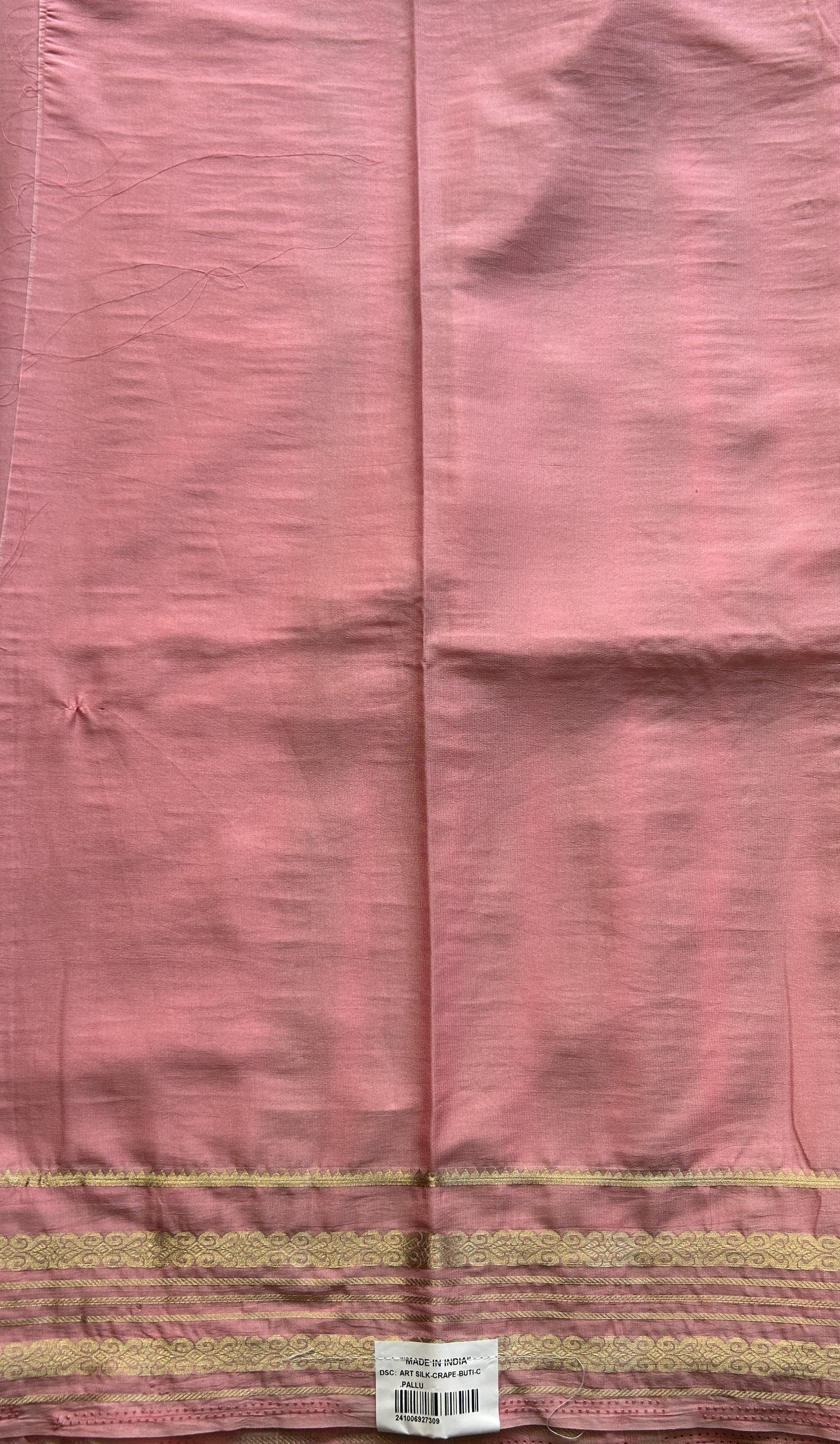 Semi Georgette Saree Pink Colored elegantly adorned with a Zari Border. - Sampradaya Designer Studio