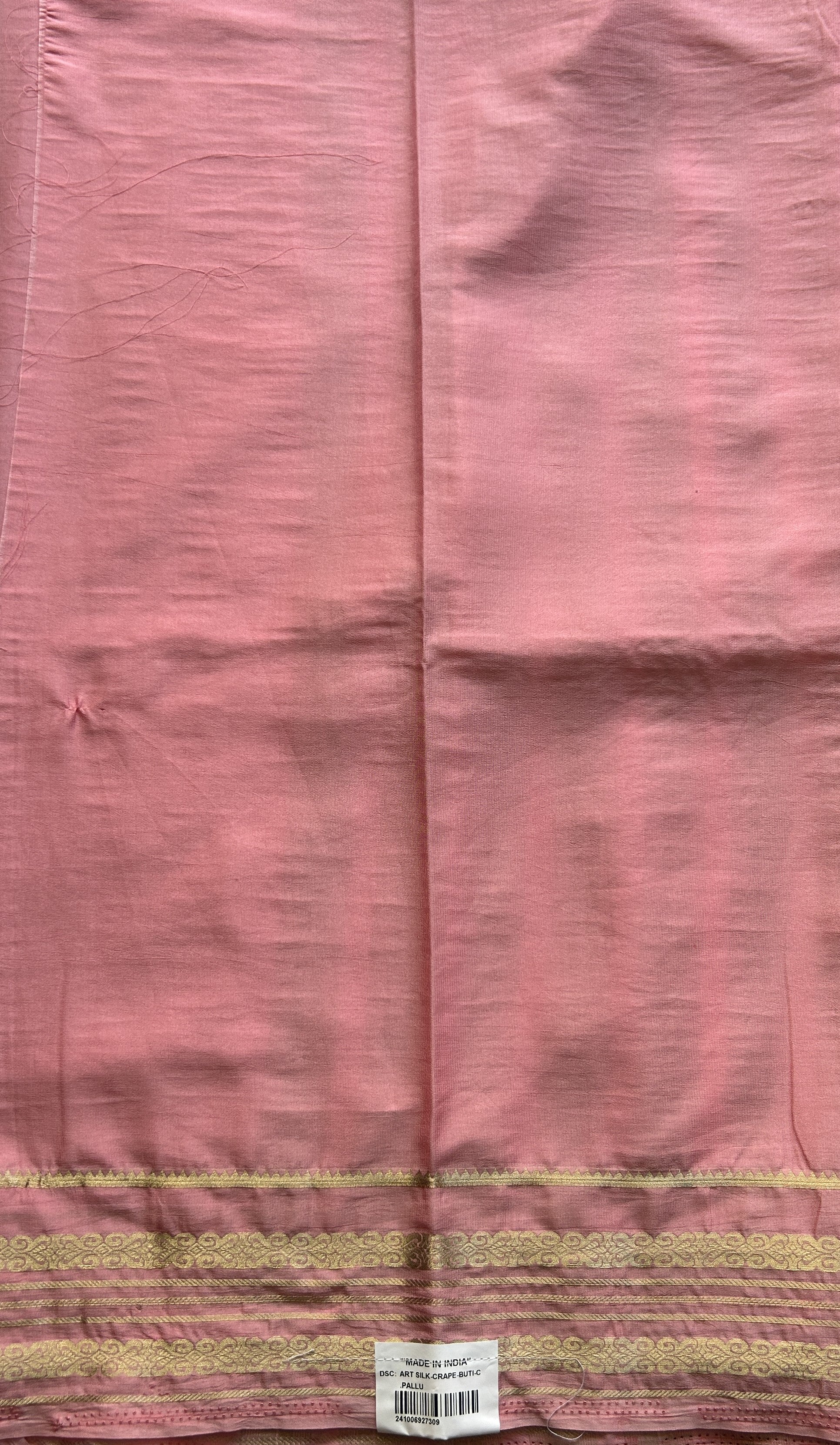 Semi Georgette Saree Pink Colored elegantly adorned with a Zari Border. - Sampradaya Designer Studio