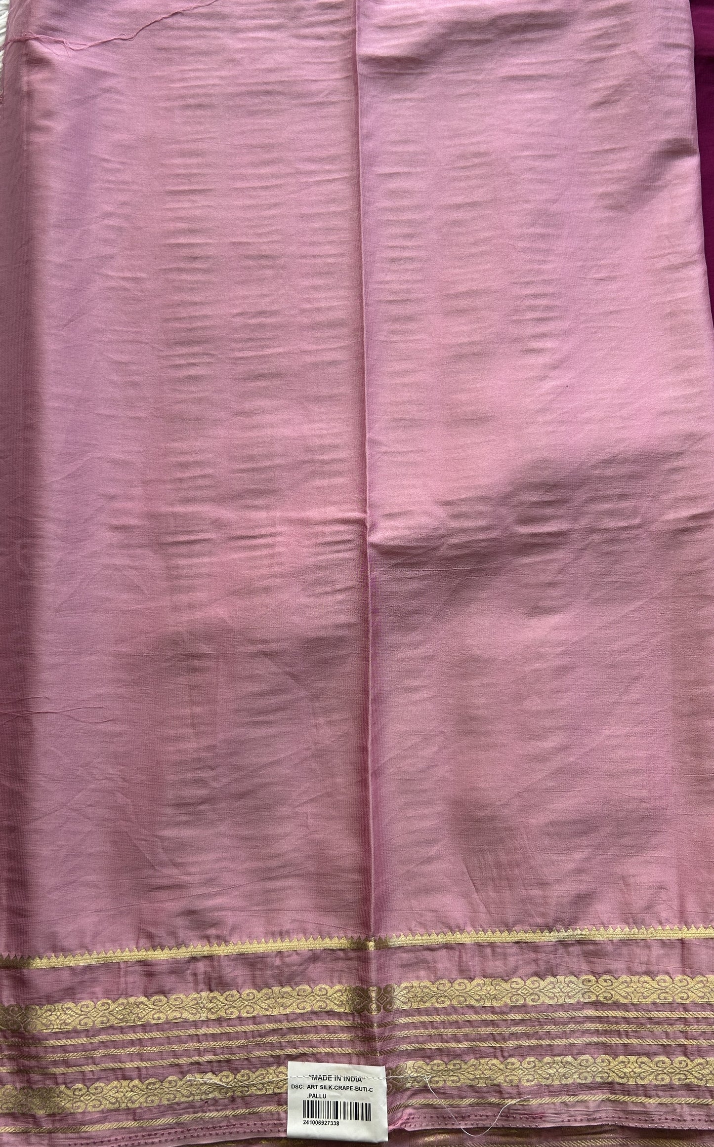 Semi Georgette Saree Mulberry Colored elegantly adorned with a Zari Border. - Sampradaya Designer Studio