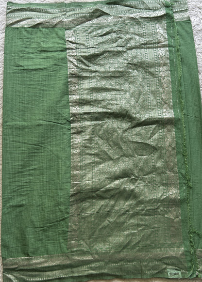 Semi Georgette Saree Sea Green Colored elegantly adorned with a Zari Border. - Sampradaya Designer Studio