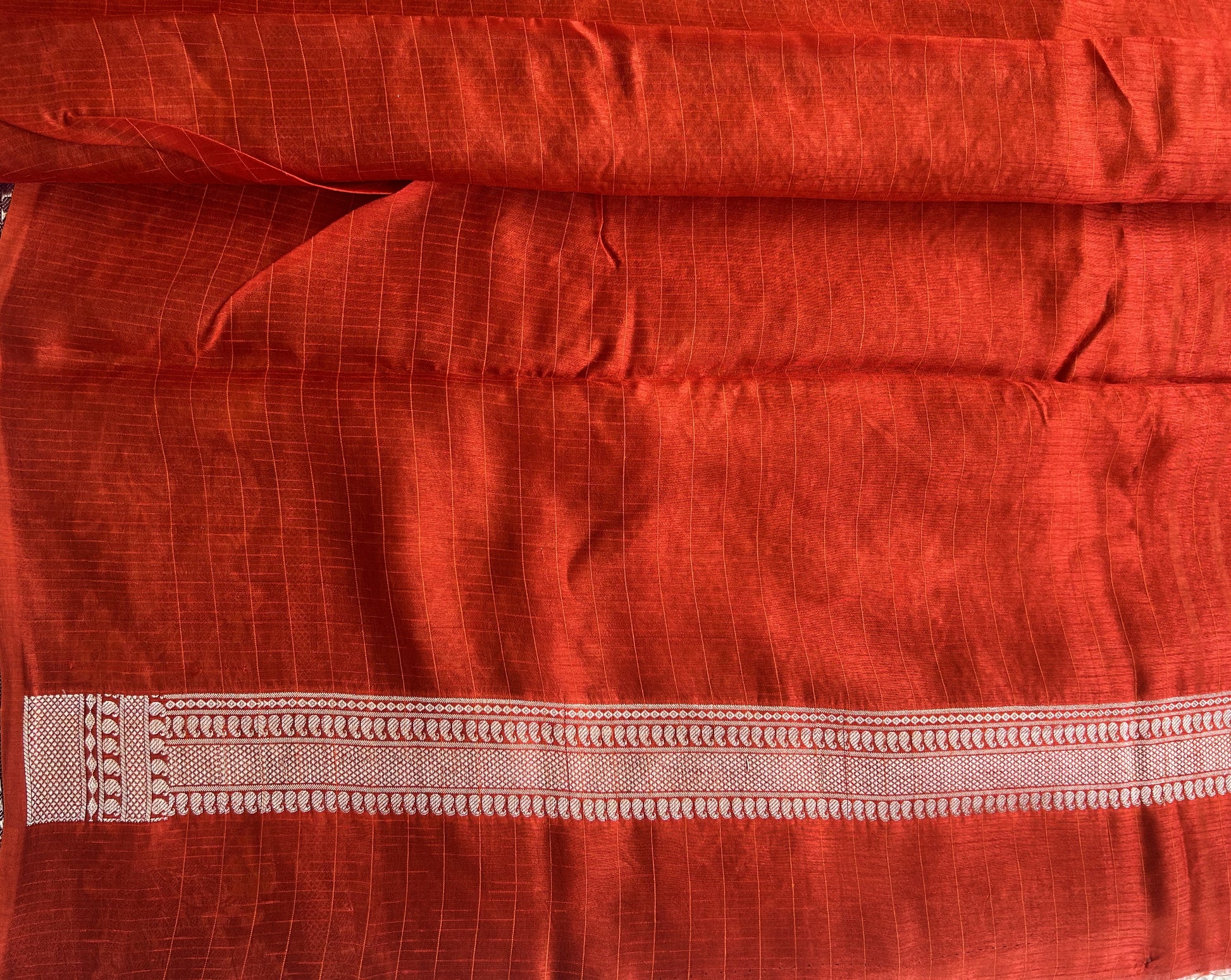 Banarasi Fancy Saree Dark Purple Colored Complemented with a Silver Zari Border. - Sampradaya Designer Studio