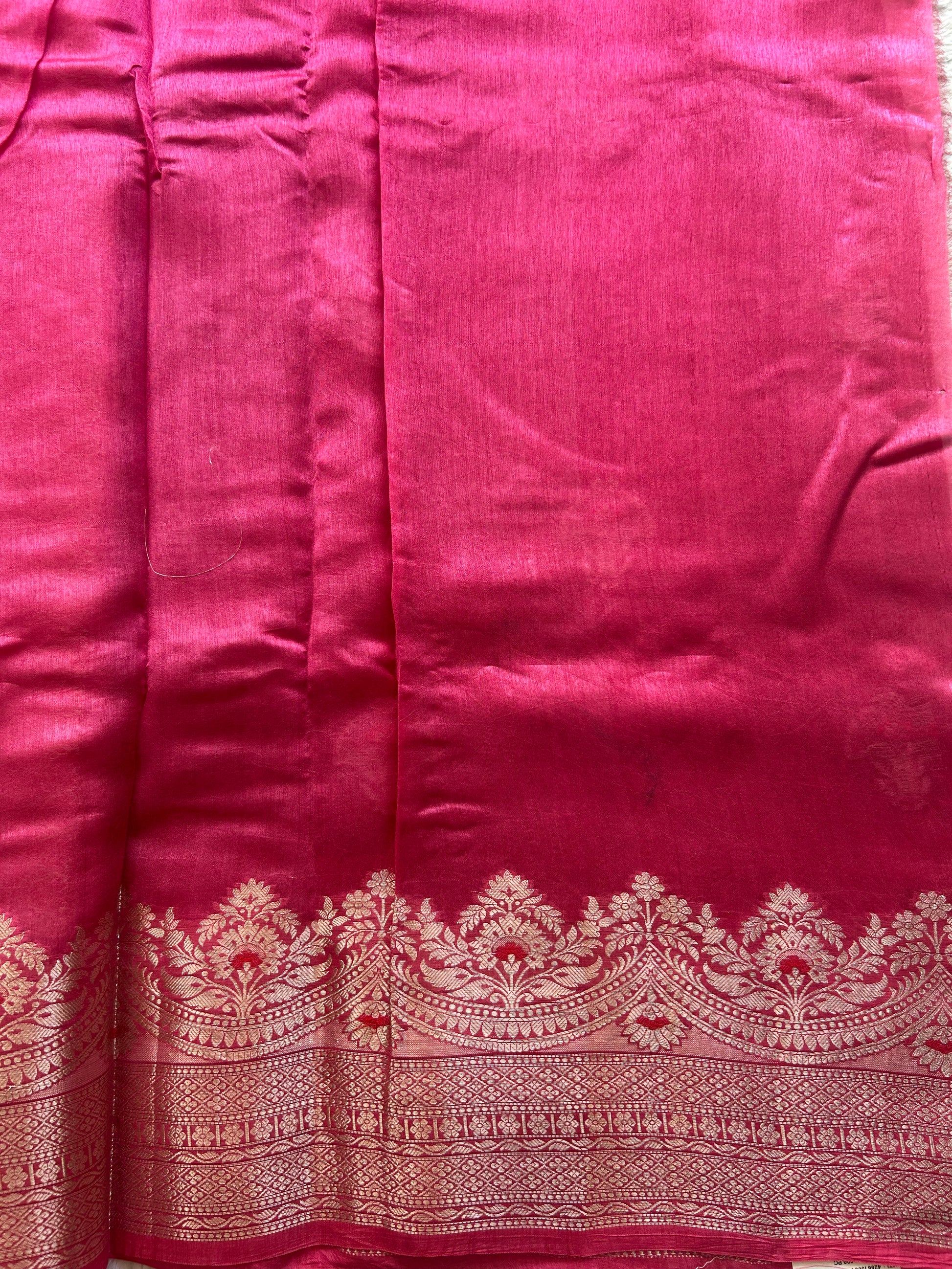 Banarasi Fancy Saree cerise Pink Colored Complemented with a Silver Zari Border. - Sampradaya Designer Studio