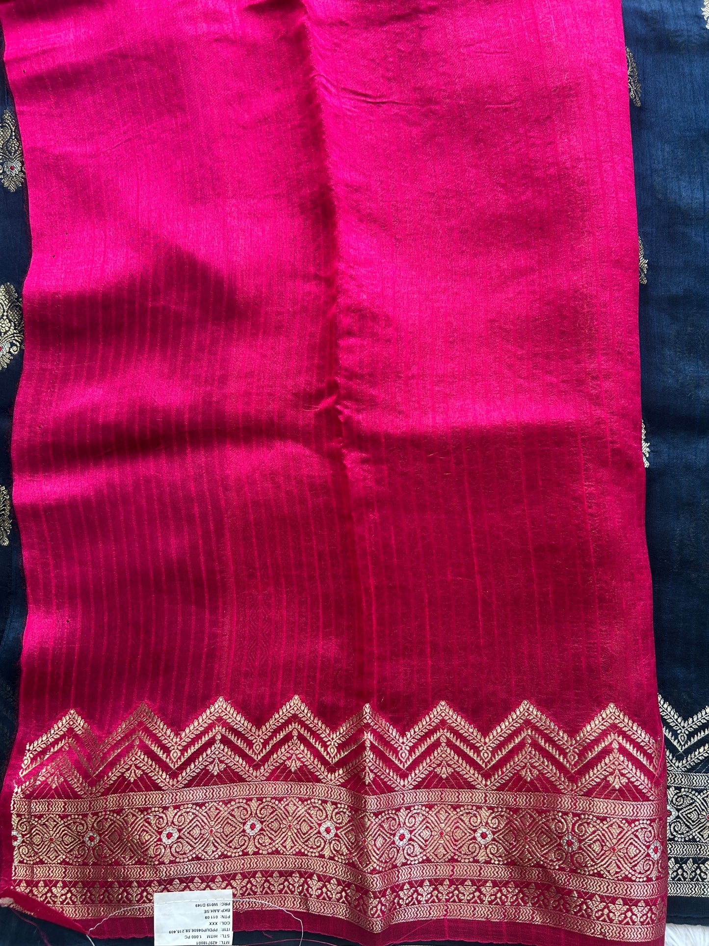 Banarasi Fancy Saree Prussian Blue Colored Complemented with a Silver Zari Border. - Sampradaya Designer Studio