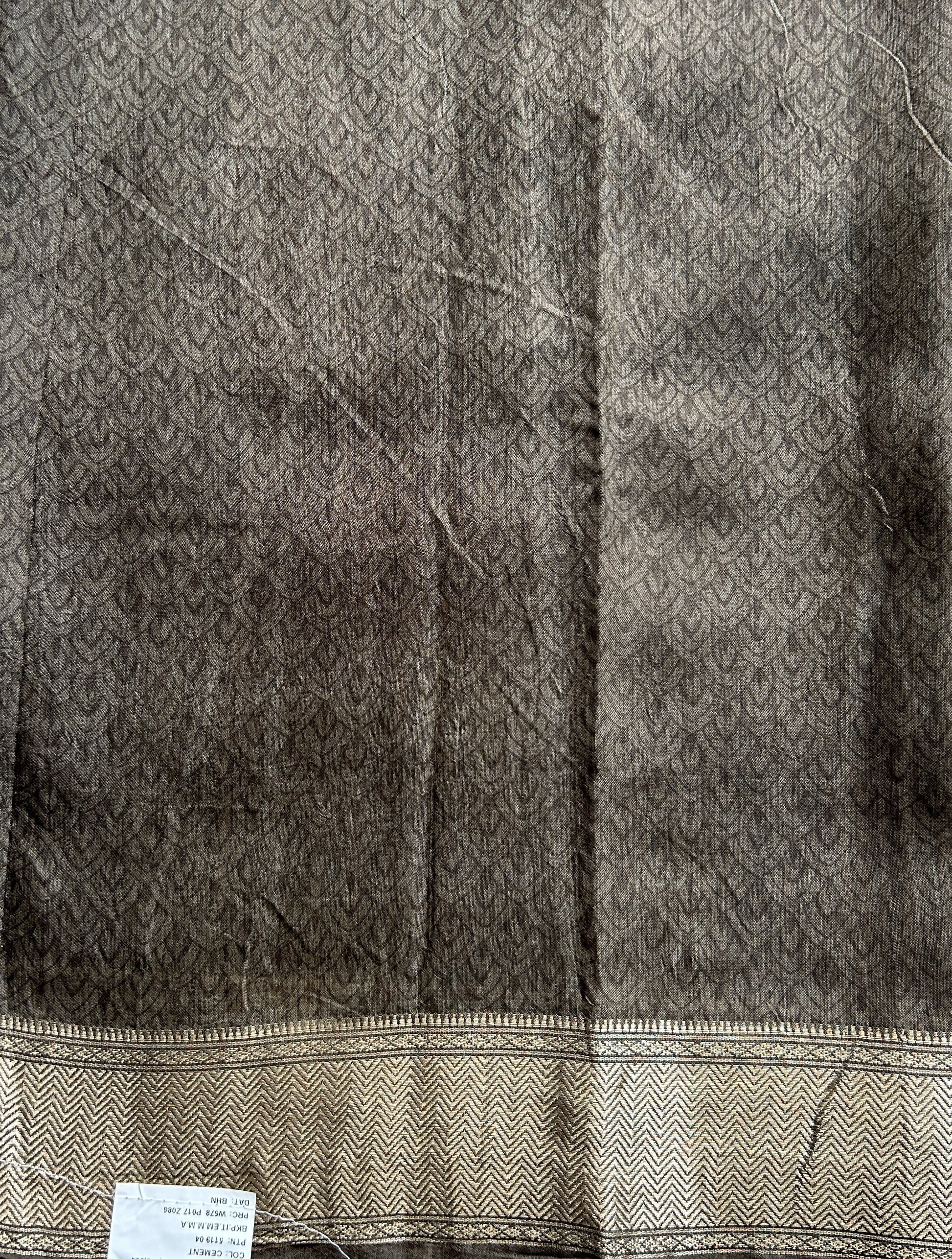 Dola Crepe Saree Gray Colored Complemented with a Zari Border. - Sampradaya Designer Studio