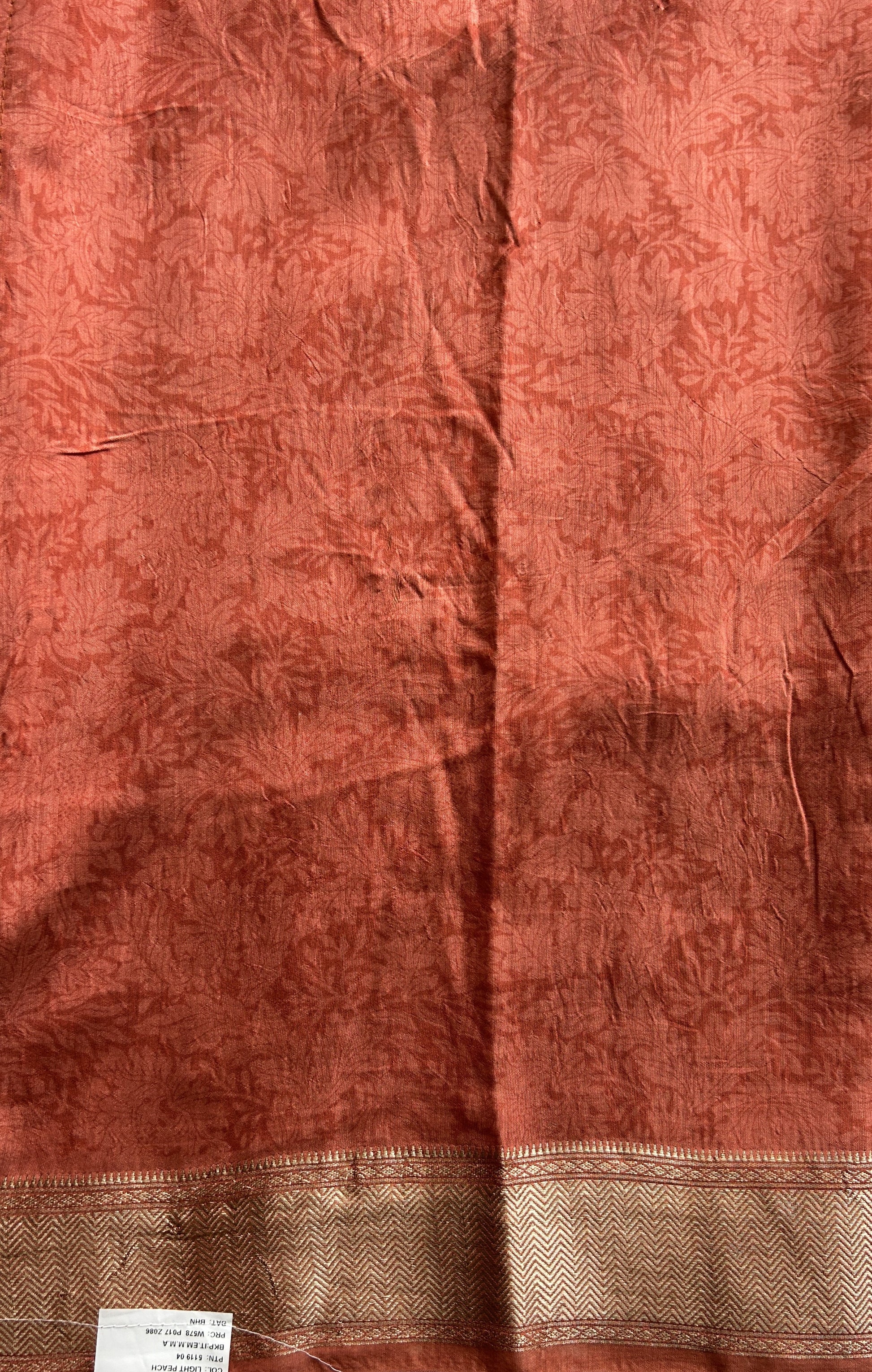 Dola Crepe Saree Light Orange Colored Complemented with a Zari Border. - Sampradaya Designer Studio