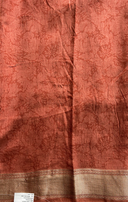 Dola Crepe Saree Light Orange Colored Complemented with a Zari Border. - Sampradaya Designer Studio