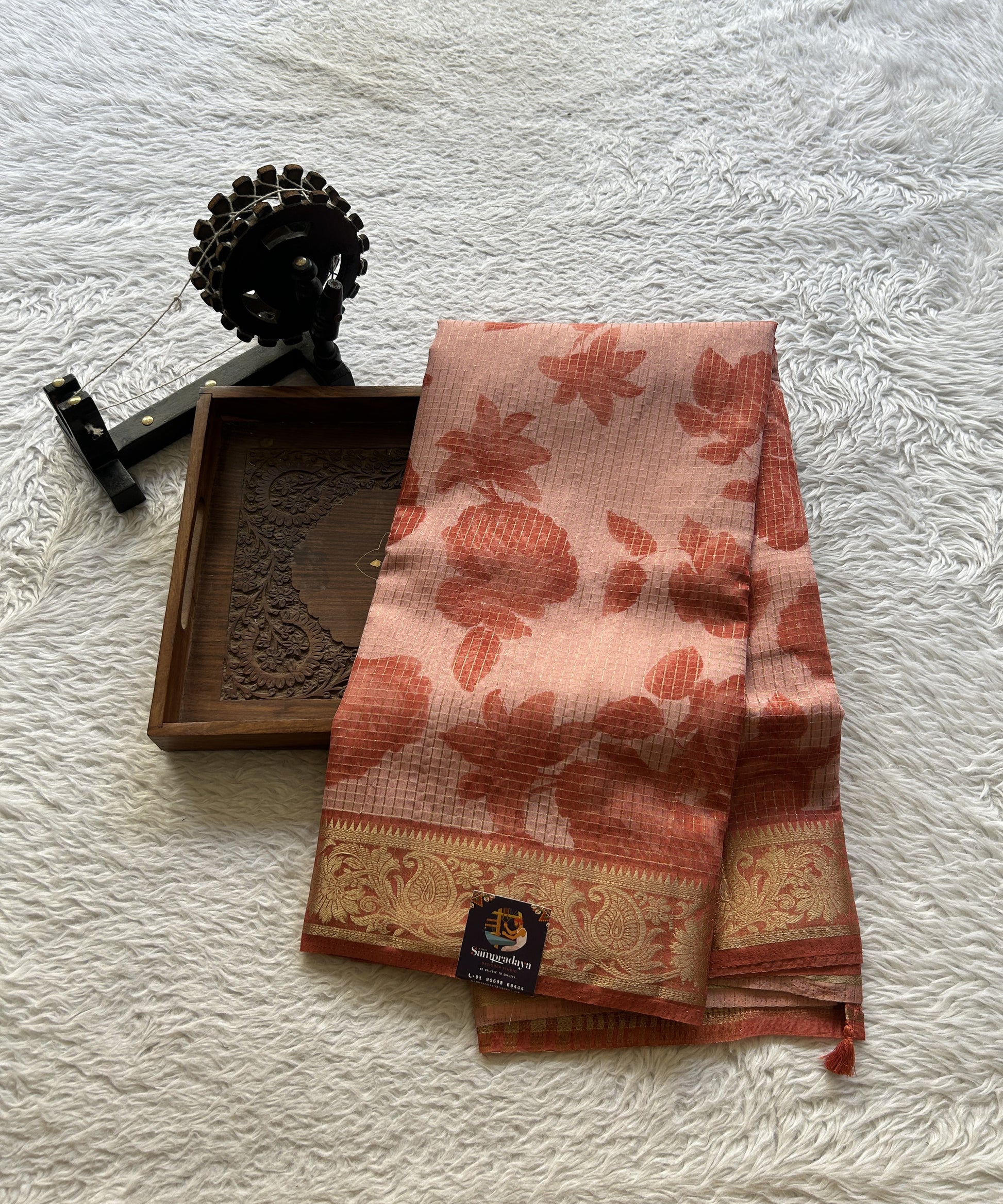 Dola Crepe Saree Candy Colored Elegantly Paired with a Zari Border. - Sampradaya Designer Studio