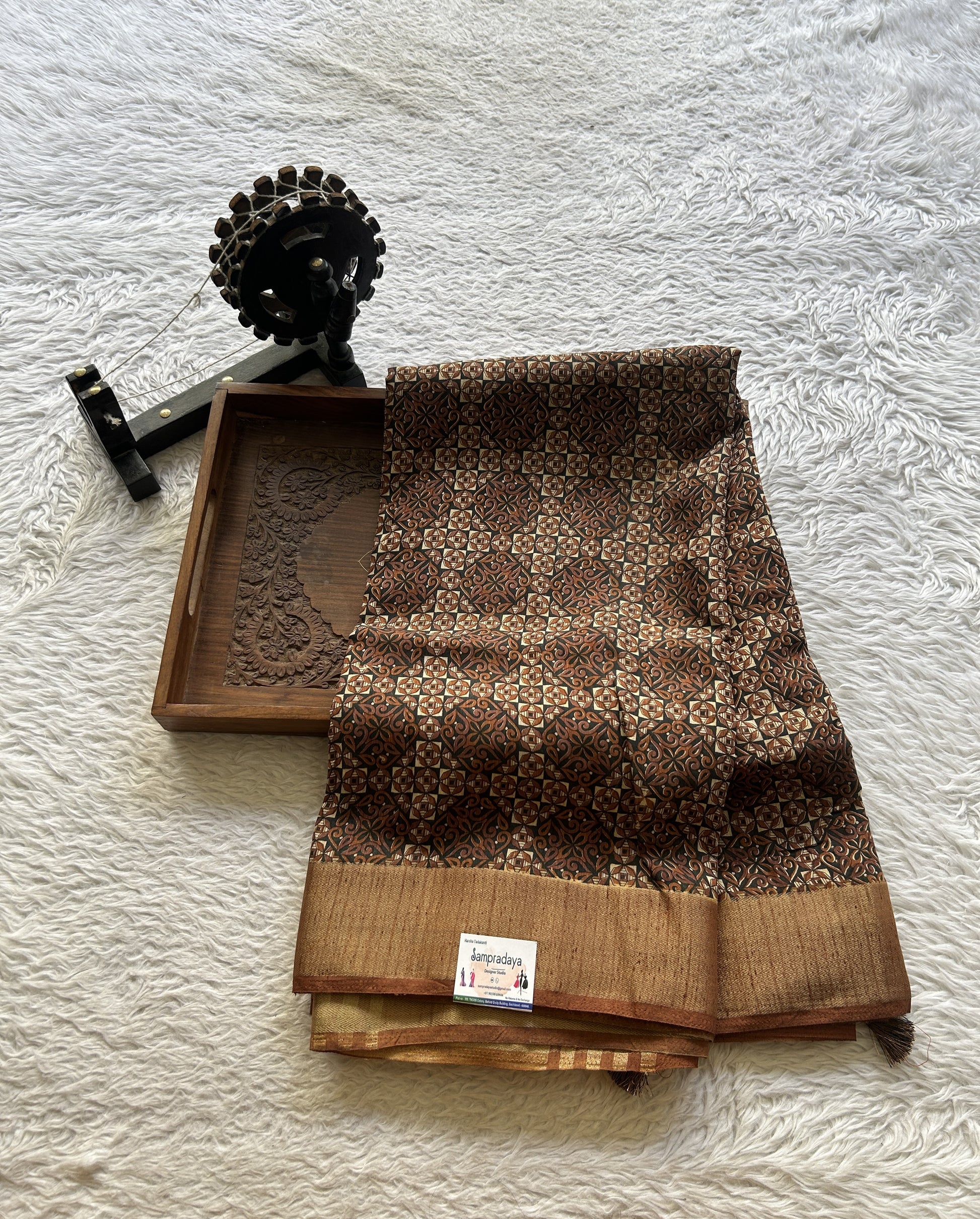 Dola Crepe Saree Black Colored Elegantly Paired with a Zari Border. - Sampradaya Designer Studio