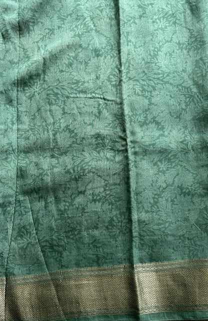 Dola Crepe Saree Sea Green Colored Complemented with a Zari Border. - Sampradaya Designer Studio