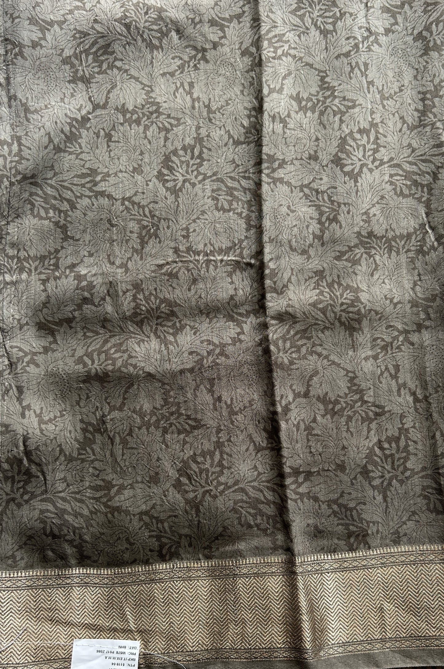 Dola Crepe Saree Gray Colored Complemented with a Zari Border. - Sampradaya Designer Studio