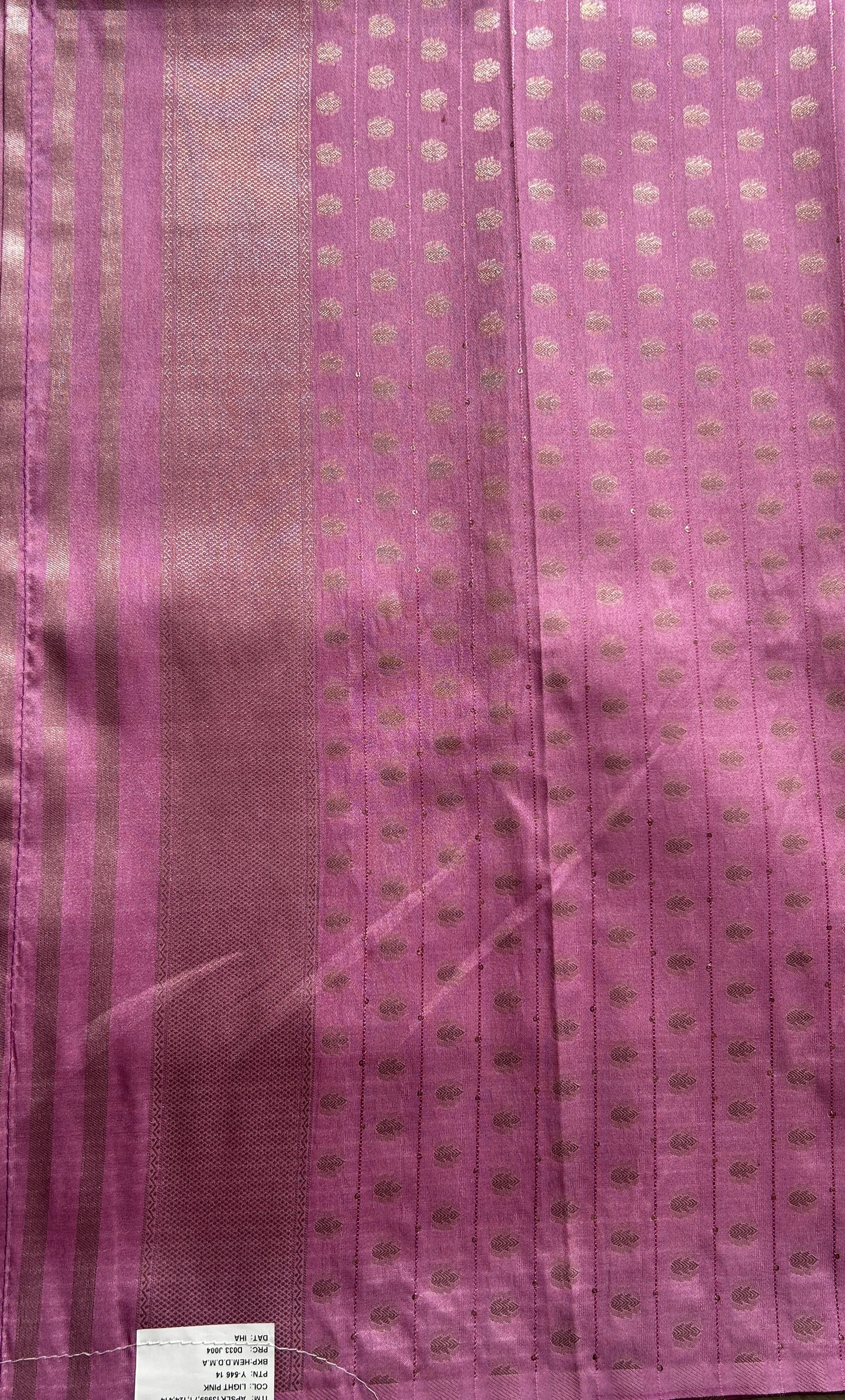 Semi Georgette Saree Lilac Colored Complemented with a Zari Border. - Sampradaya Designer Studio
