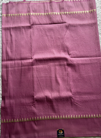 Semi Georgette Saree Lilac Colored Complemented with a Zari Border. - Sampradaya Designer Studio