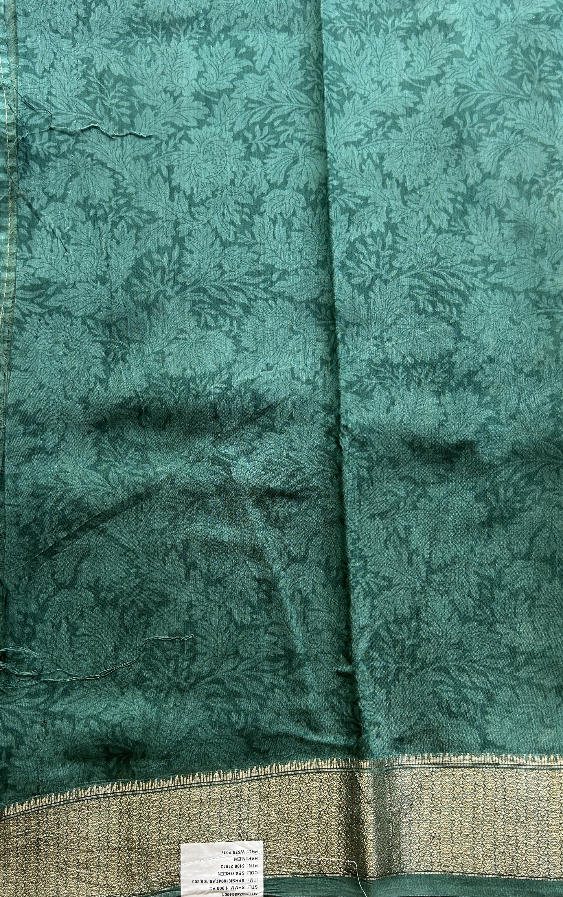 Dola Crepe Saree Mint Green Colored Elegantly Paired with a Zari Border. - Sampradaya Designer Studio