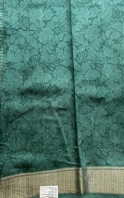 Dola Crepe Saree Mint Green Colored Elegantly Paired with a Zari Border. - Sampradaya Designer Studio