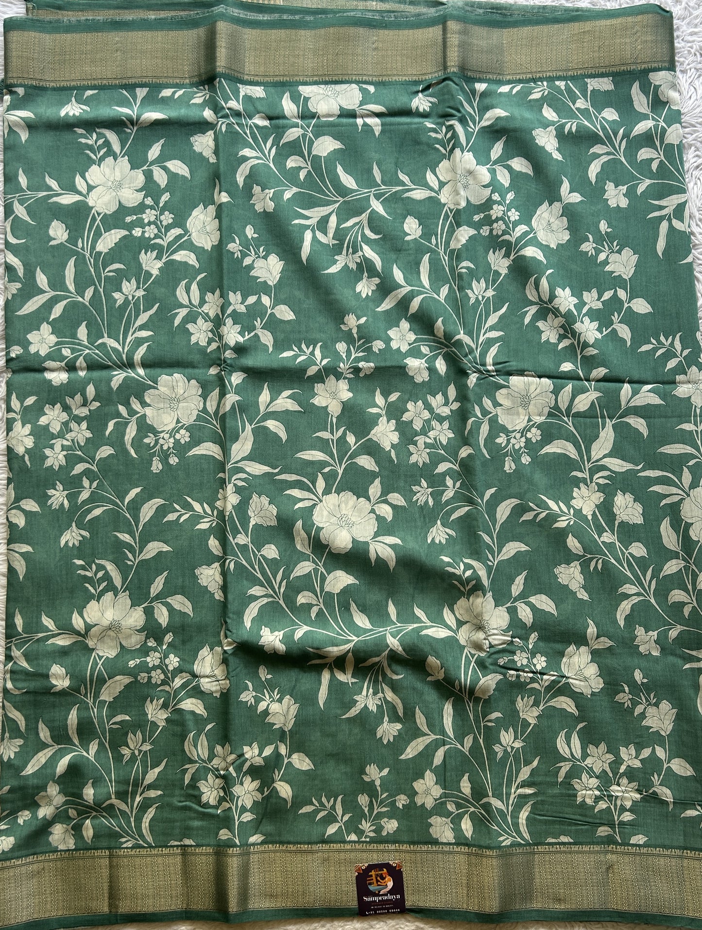 Dola Crepe Saree Mint Green Colored Elegantly Paired with a Zari Border. - Sampradaya Designer Studio