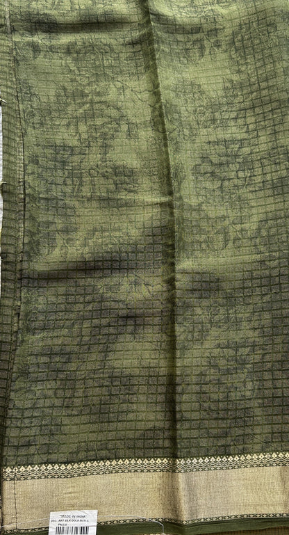 Dola Crepe Saree Jade Colored Elegantly Paired with a Zari Border. - Sampradaya Designer Studio