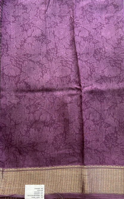 Dola Crepe Saree Lavender Colored Elegantly Paired with a Zari Border. - Sampradaya Designer Studio