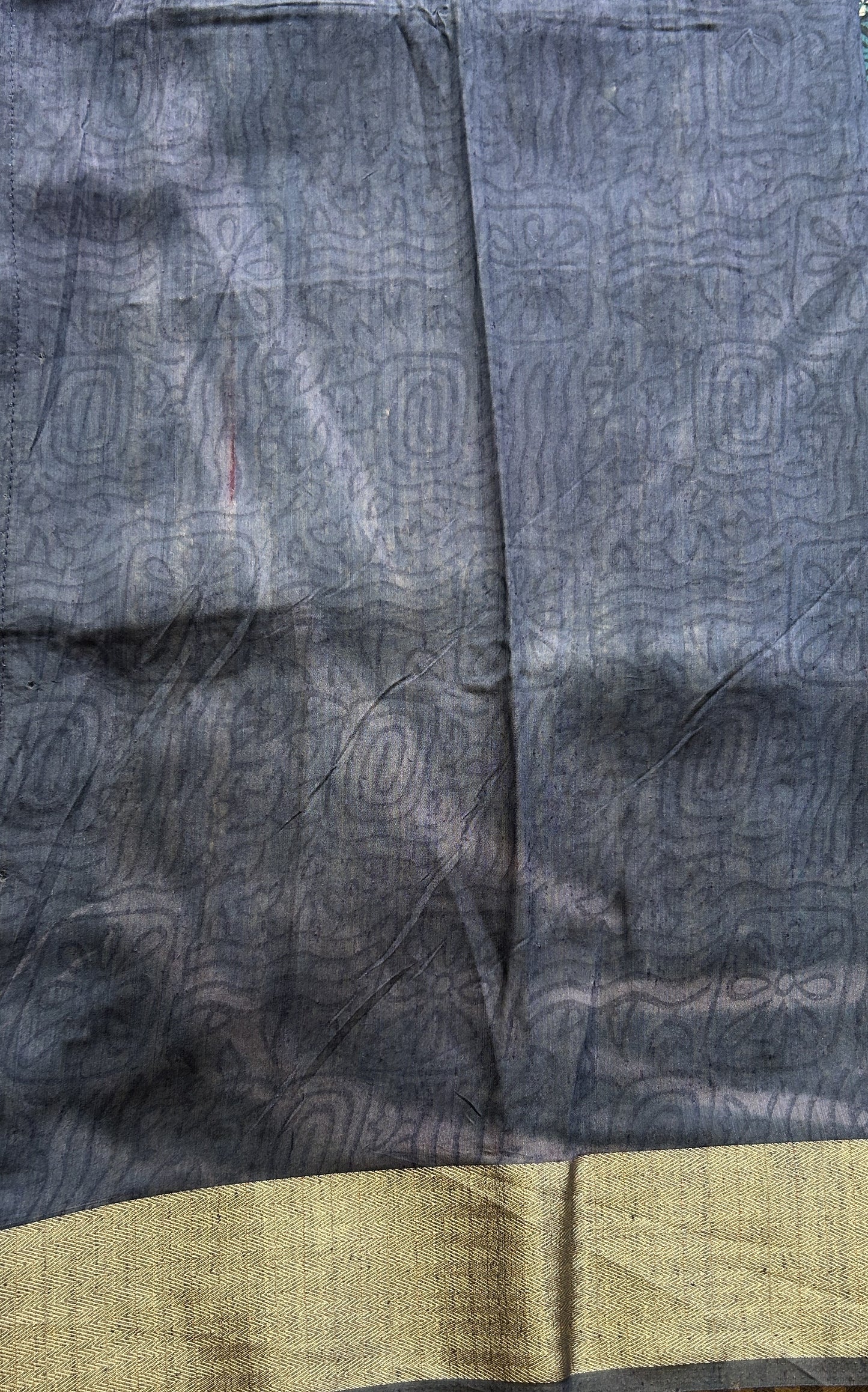 Dola Crepe Saree Navy Blue Colored Elegantly Paired with a Zari Border. - Sampradaya Designer Studio