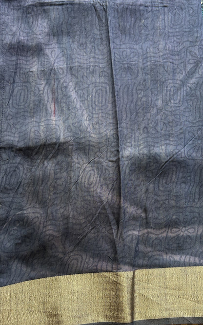 Dola Crepe Saree Navy Blue Colored Elegantly Paired with a Zari Border. - Sampradaya Designer Studio