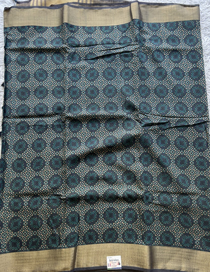 Dola Crepe Saree Navy Blue Colored Elegantly Paired with a Zari Border. - Sampradaya Designer Studio