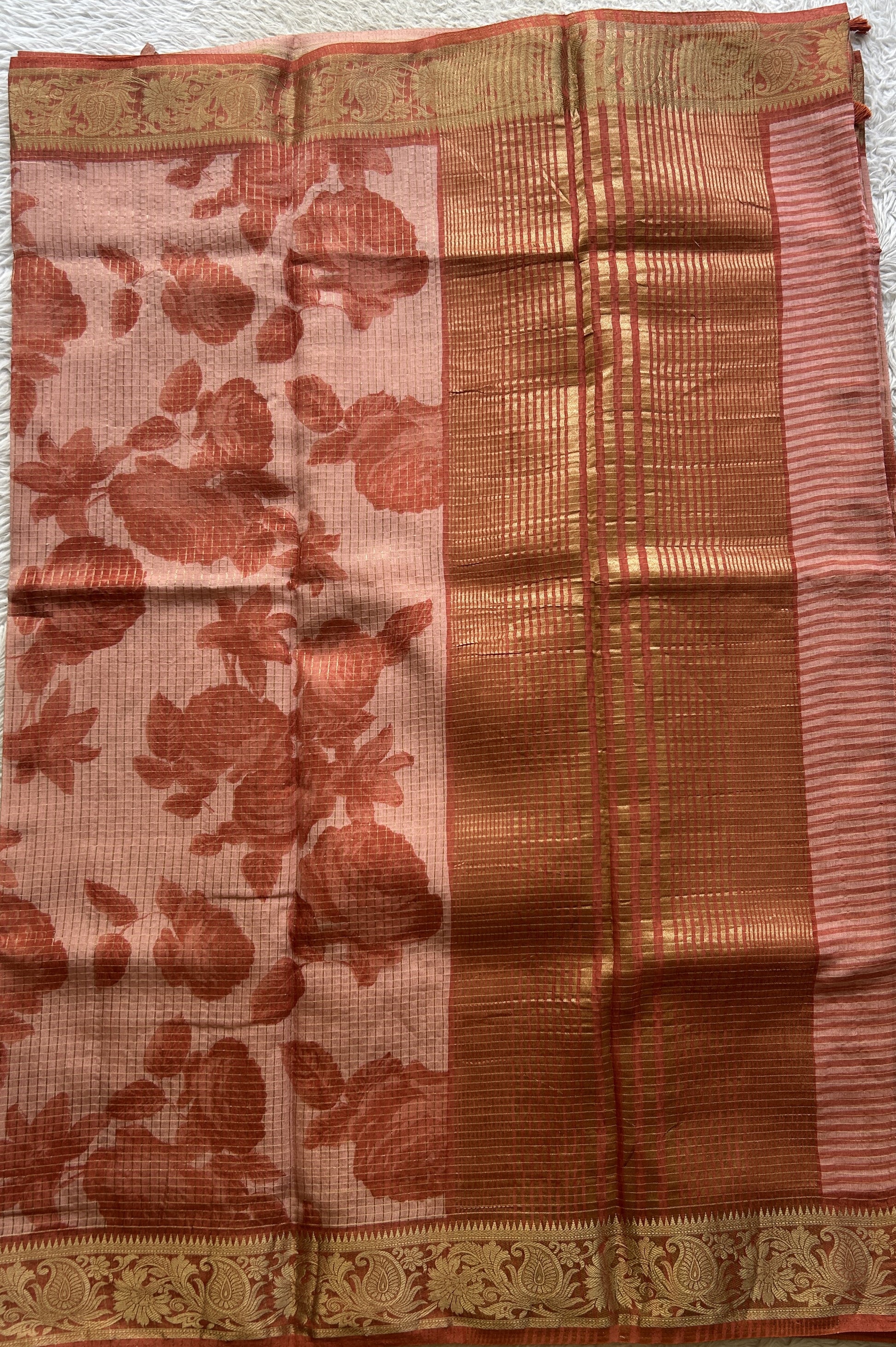 Dola Crepe Saree Candy Colored Elegantly Paired with a Zari Border. - Sampradaya Designer Studio