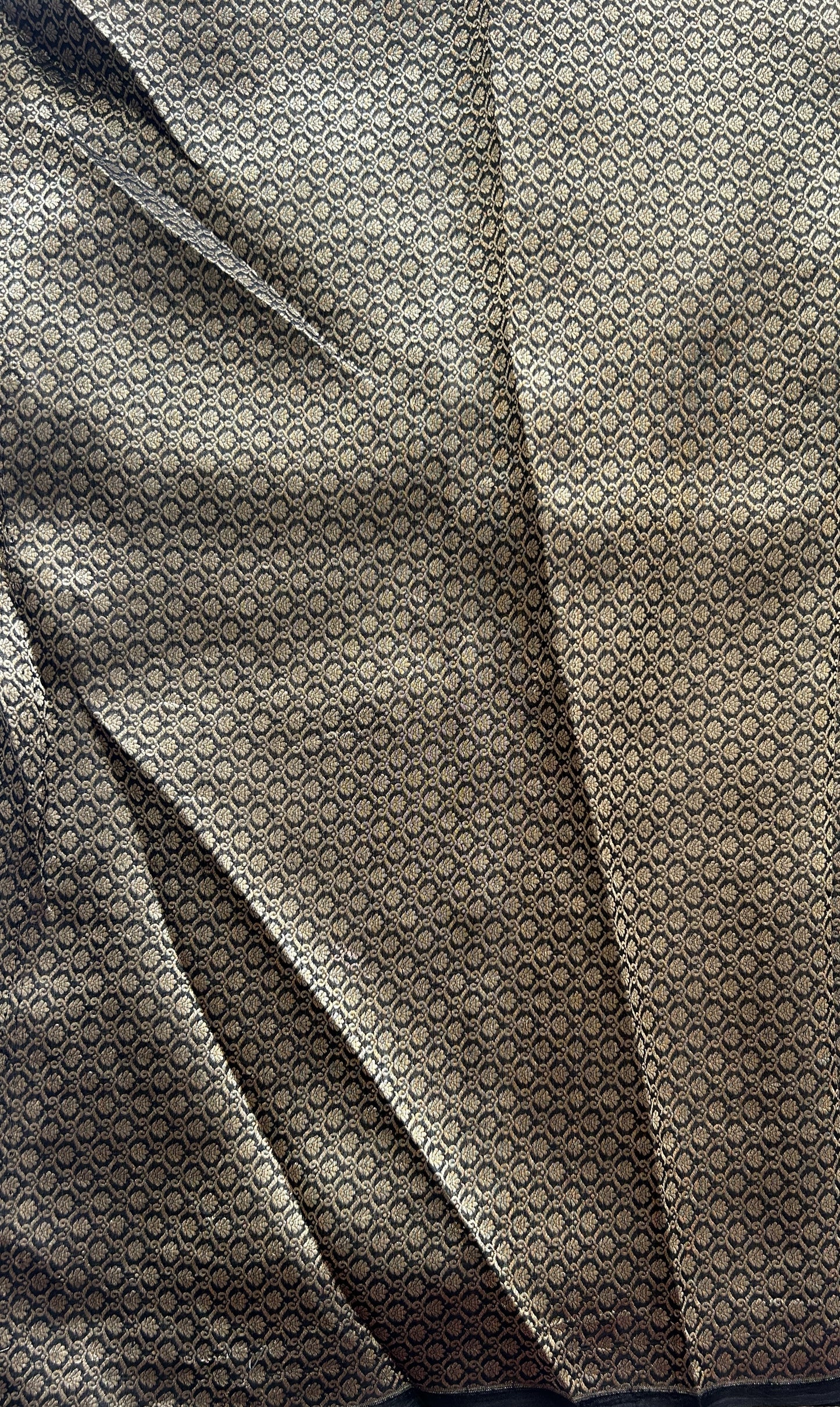 Raw Mango or Pooniya Silk Saree Black Colored Complemented With a Zari Border - Sampradaya Designer Studio