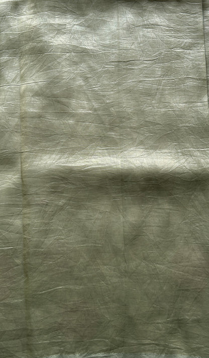 Inox Silk Saree Moss Green Colored Elegantly Paired with a Embroidered Border. - Sampradaya Designer Studio