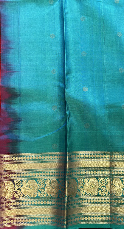 Kanjivaram Festive Silk Saree Maroon colored Saree complemented with a Gold Kanchi border. - Sampradaya Designer Studio