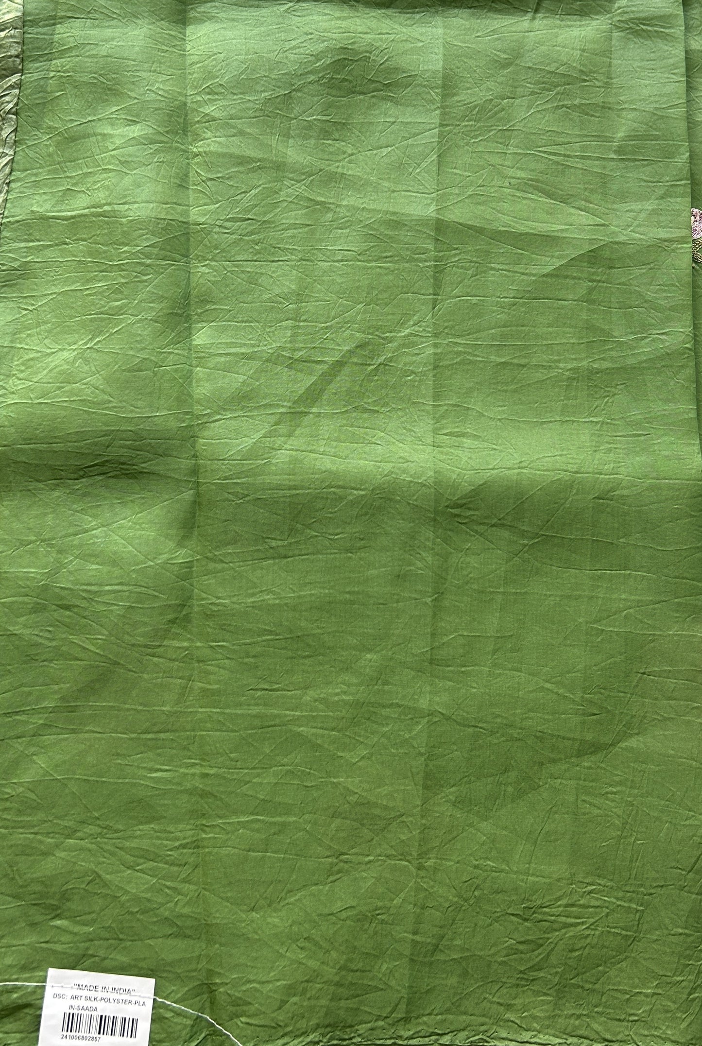 Inox Silk Saree Green Colored Elegantly Paired with a Borderless. - Sampradaya Designer Studio