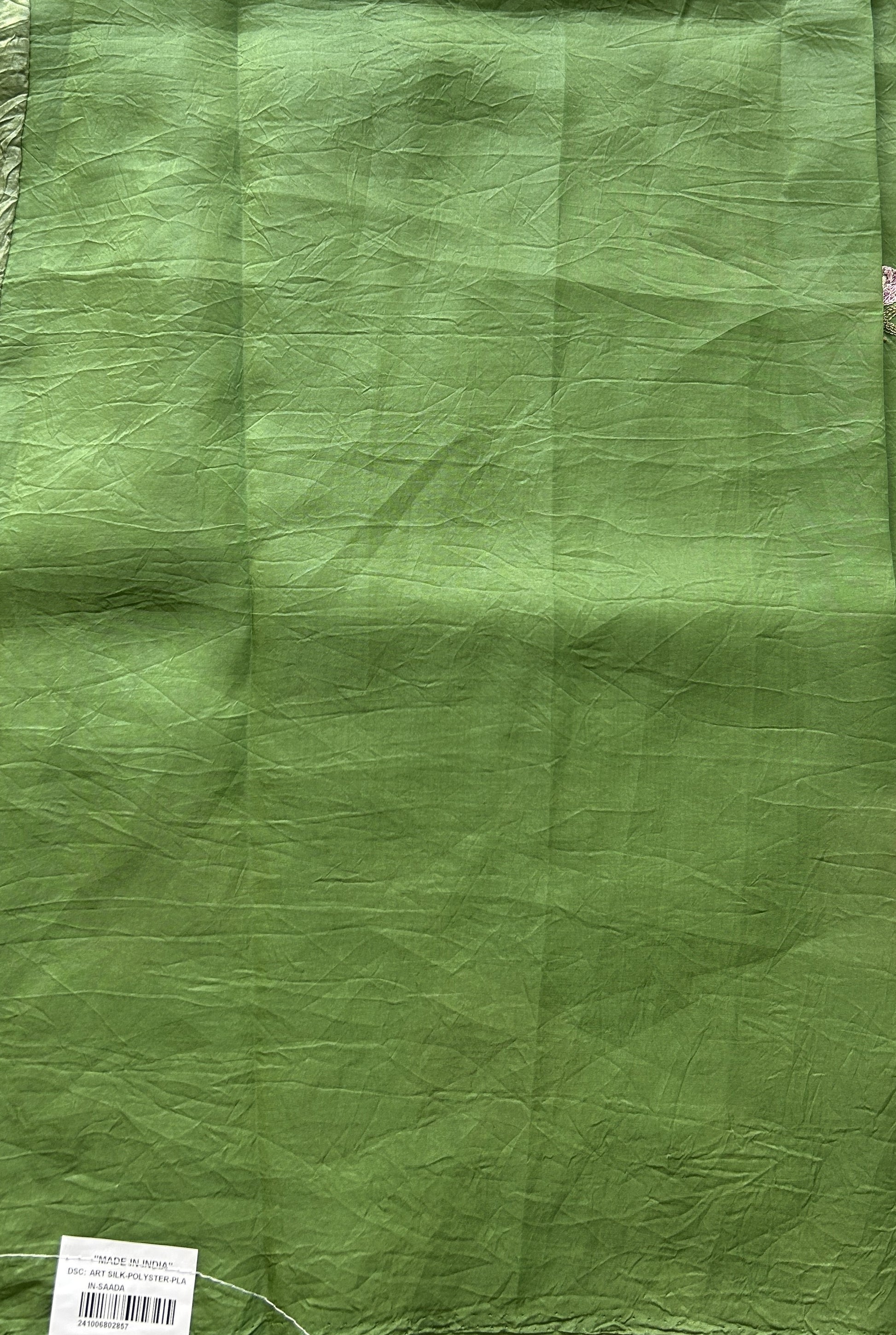 Inox Silk Saree Green Colored Elegantly Paired with a Borderless. - Sampradaya Designer Studio