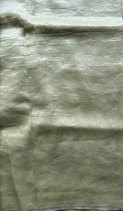 Inox Silk Saree Very Light Green Colored Elegantly Paired with a Embroidered Border. - Sampradaya Designer Studio
