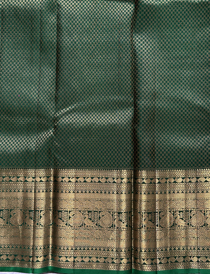 Kanjivaram Festive Silk Saree Pink colored Saree complemented with a Gold Kanchi border. - Sampradaya Designer Studio