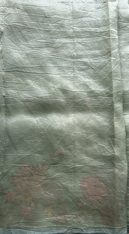 Inox Silk Saree Light Green Colored Complemented with a Embroidered Border. - Sampradaya Designer Studio