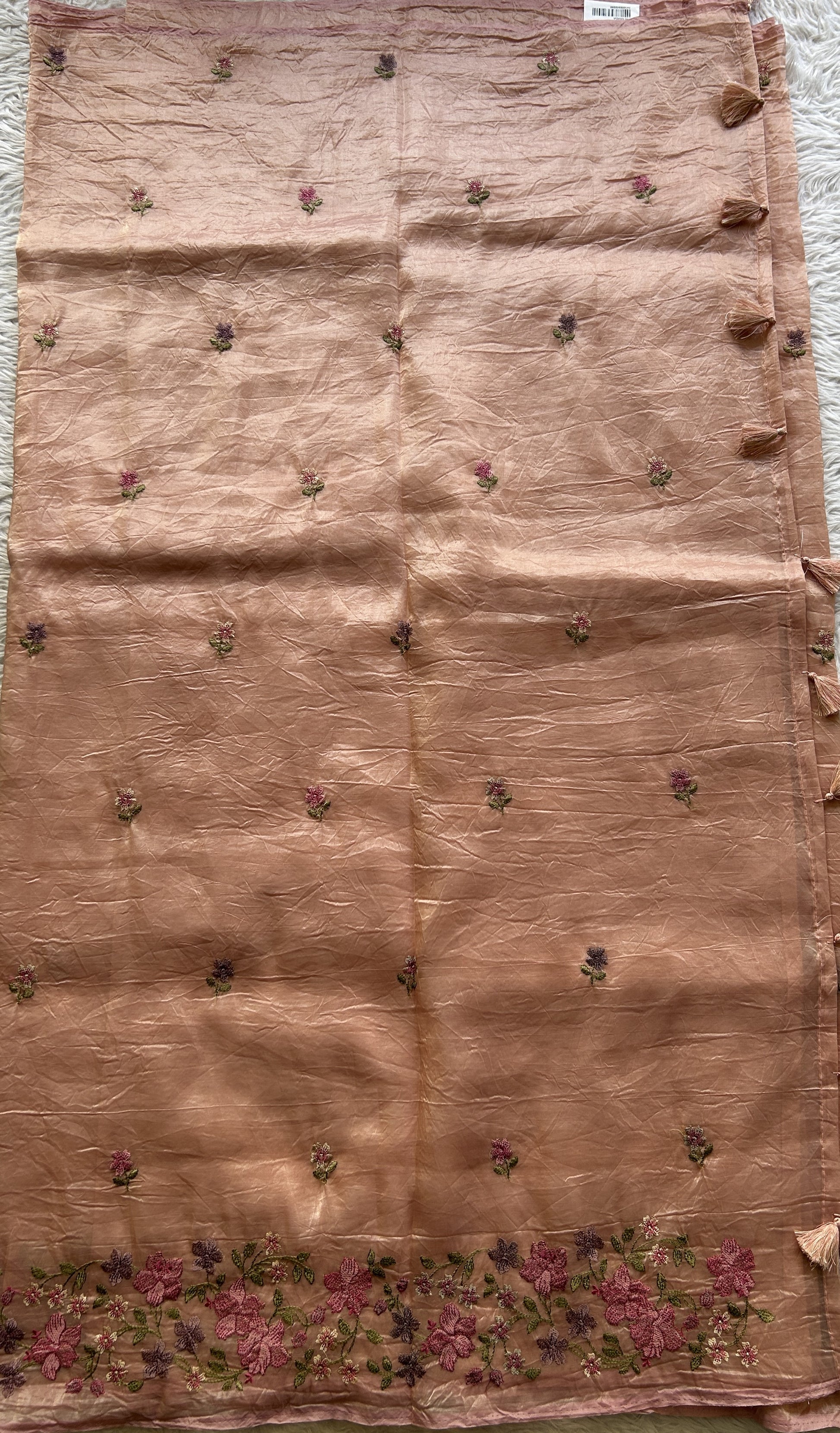 Inox Silk Saree Light Onion Pink Colored Complemented with a Embroidered Border. - Sampradaya Designer Studio
