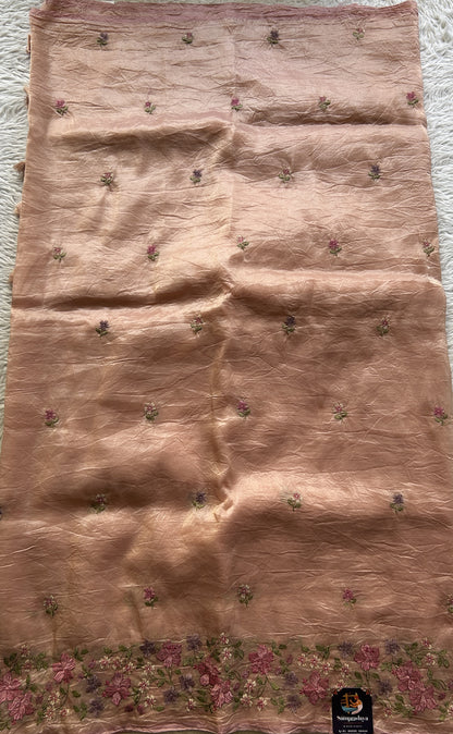 Inox Silk Saree Light Onion Pink Colored Complemented with a Embroidered Border. - Sampradaya Designer Studio