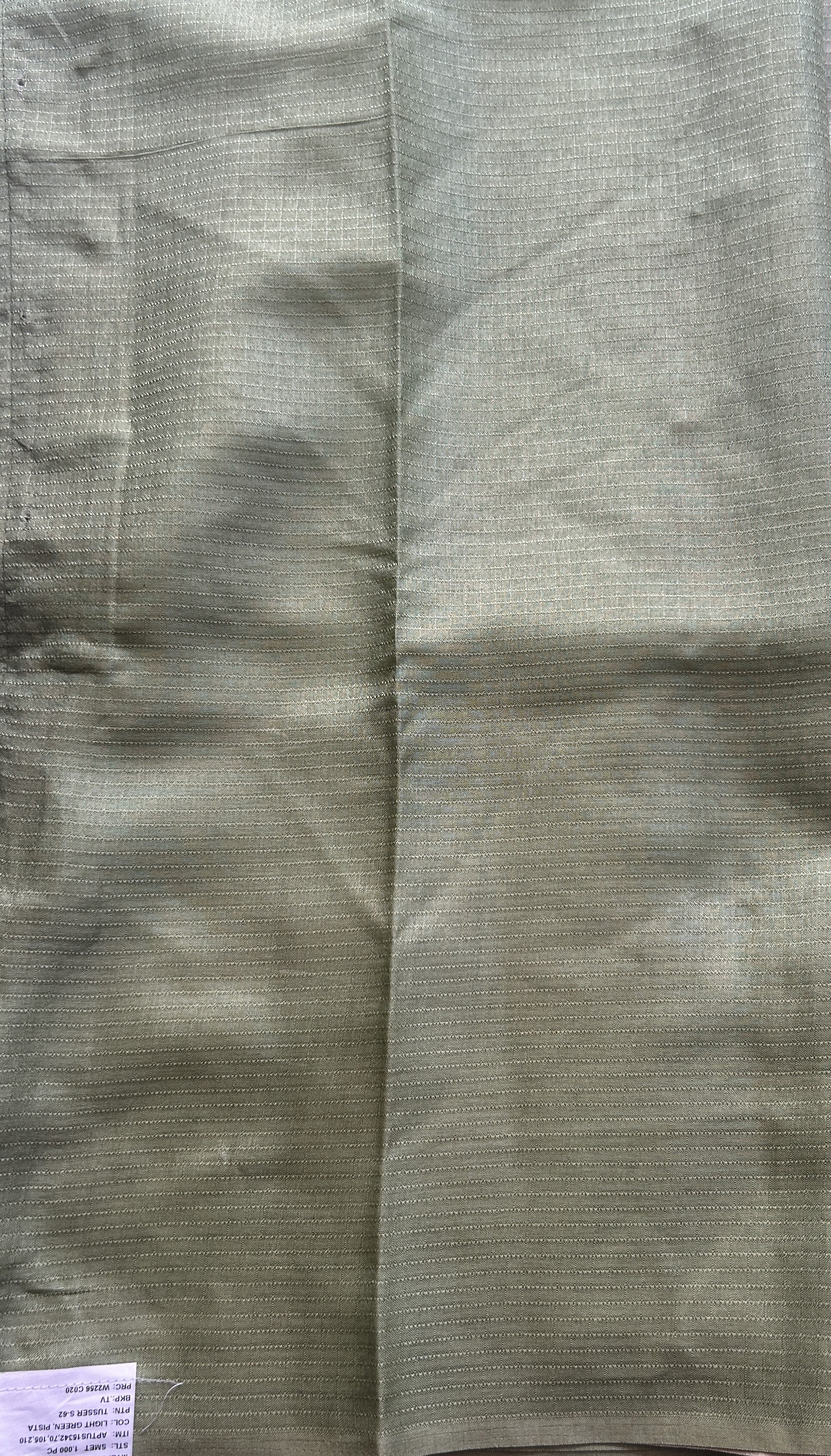 Semi Tussar Saree Light Green Colored Elegantly Paired with a Borderless. - Sampradaya Designer Studio