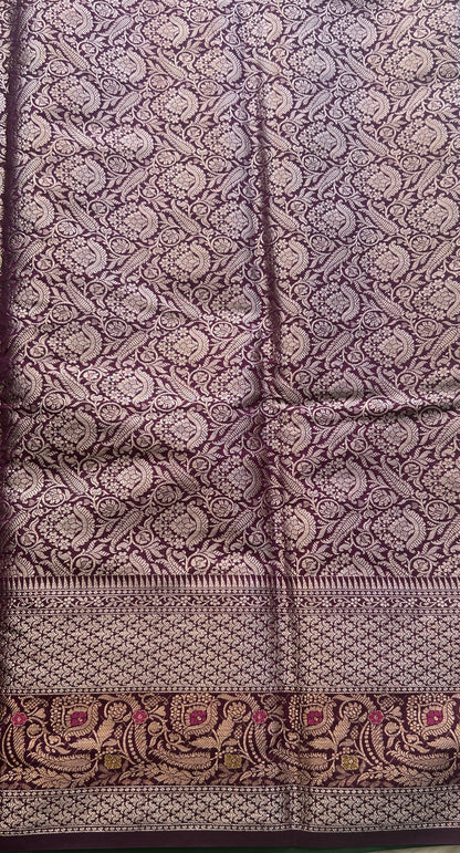 Semi Raw Silk Saree Dark Green Colored Elegantly Paired with a Minakari Border. - Sampradaya Designer Studio