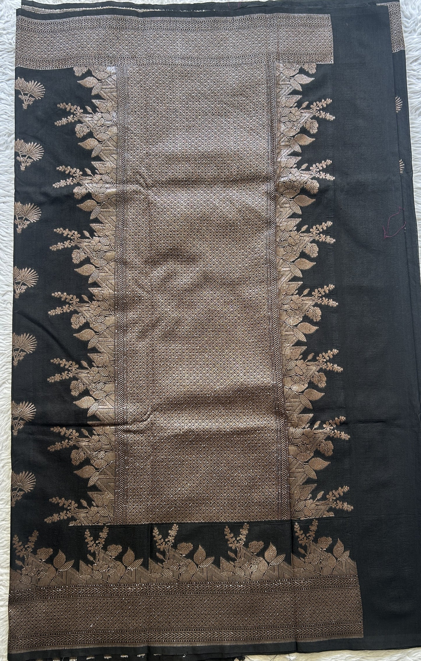 Semi Raw Silk Saree Black Colored Elegantly Paired with a Zari Border. - Sampradaya Designer Studio