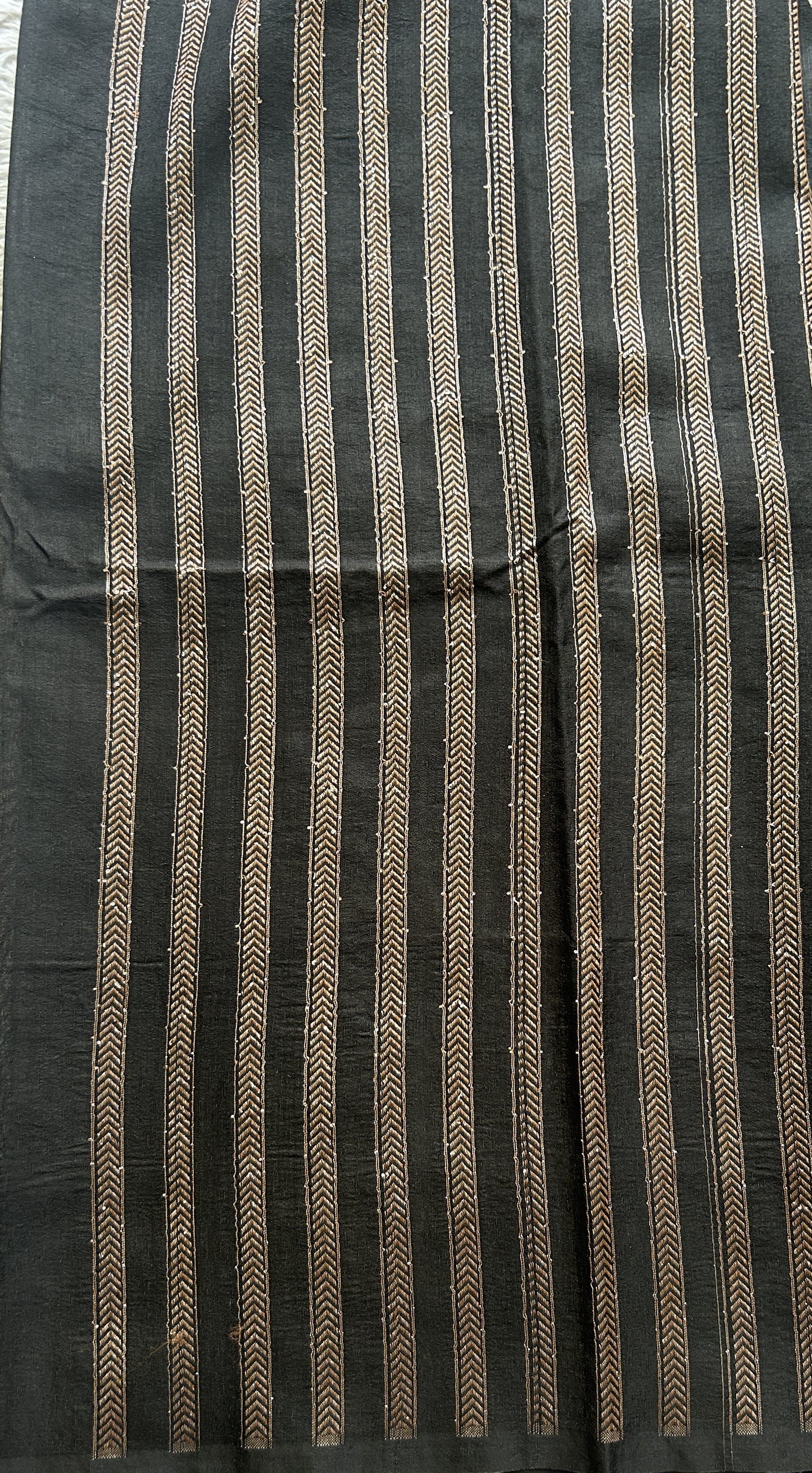 Semi Raw Silk Saree Black Colored Elegantly Paired with a Zari Border. - Sampradaya Designer Studio