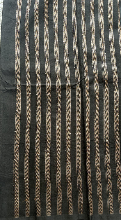 Semi Raw Silk Saree Black Colored Elegantly Paired with a Zari Border. - Sampradaya Designer Studio