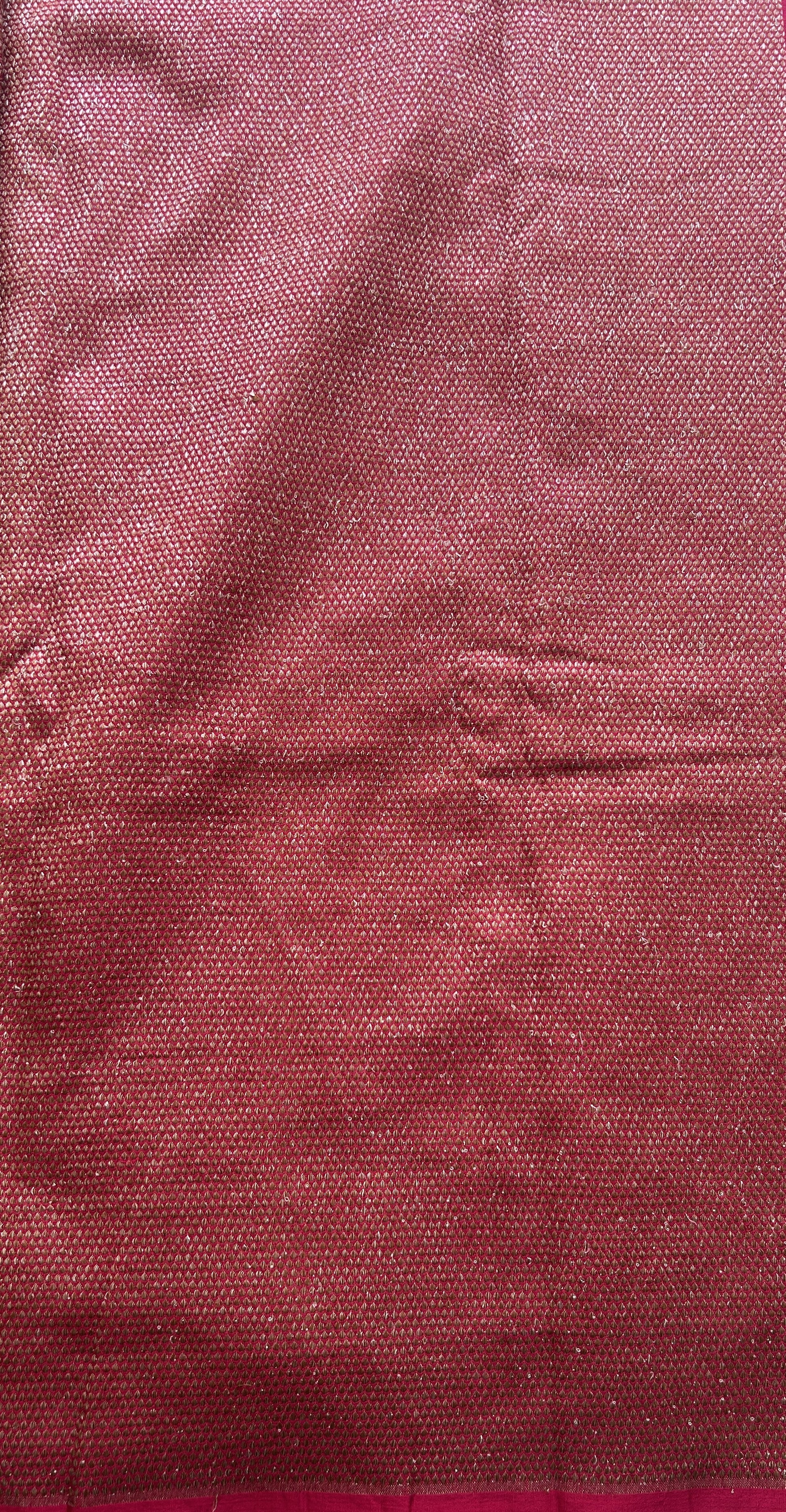Semi Raw Silk Allover Saree Hot Pink Colored Elegantly Paired with a Zari Border. - Sampradaya Designer Studio